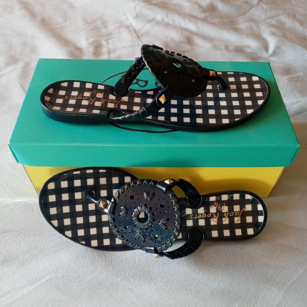 "New" Jack Rogers Gingham Georgica Jelly Sandals